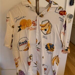 Hollister Cream Short-Sleeve Fruit Print Button-Down Shirt